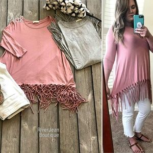 Fringe top in Pink or Grey